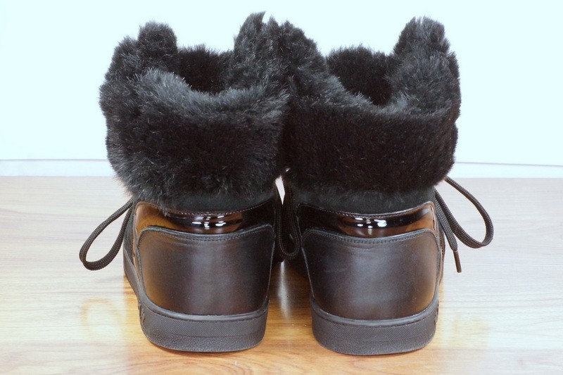 Louis Vuitton Hi-Top Black Leather & Fur Boots - The Chelsea Bijouterie