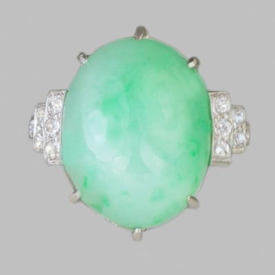 Art Deco Jade & Diamond 1920’s Platinum Ring