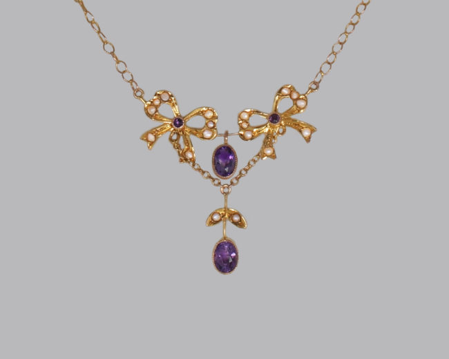 Belle Epoque Pearl Amethyst 15k Necklace