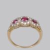 Ruby & Diamond Triple Cluster Victorian Ring