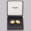 Chanel Rhinestone Gold Tone Quilted Earrings in box