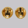 Chanel Rhinestone Gold Tone Quilted Earrings clip-on