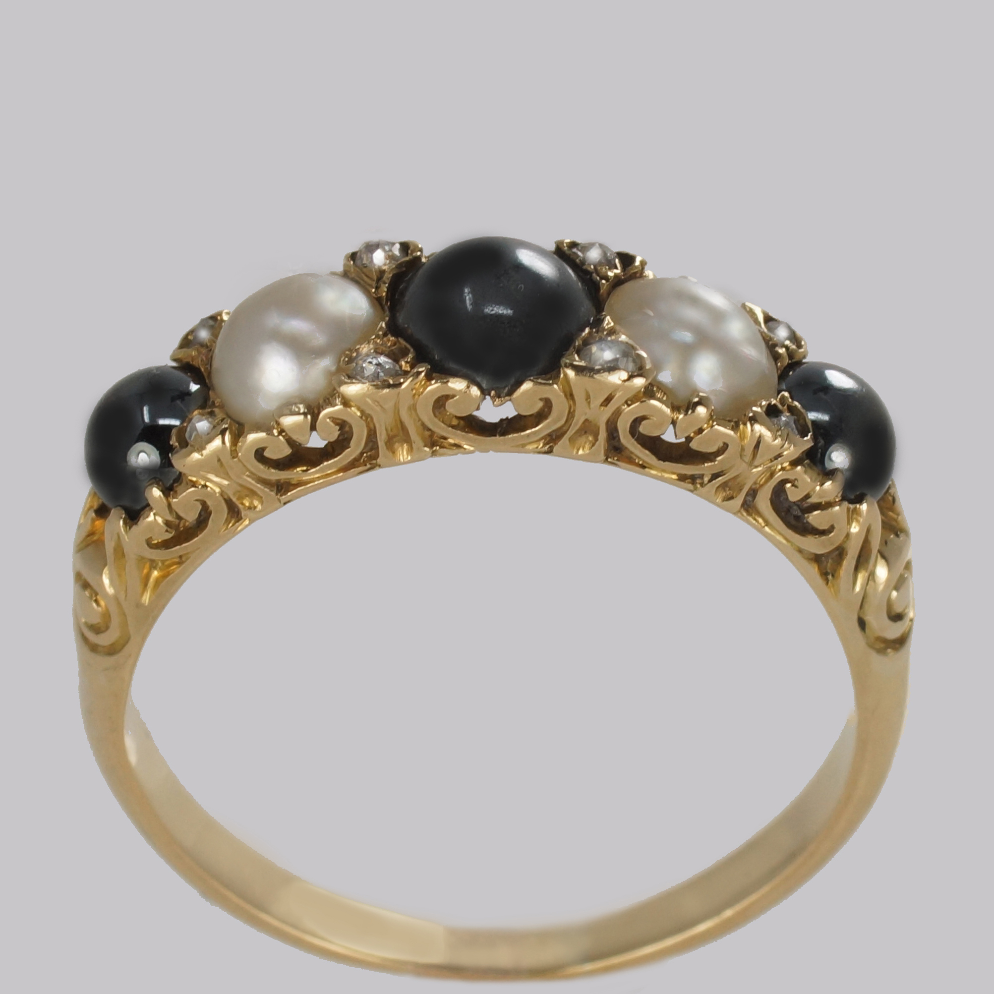 Antique White & Black Pearl Ring