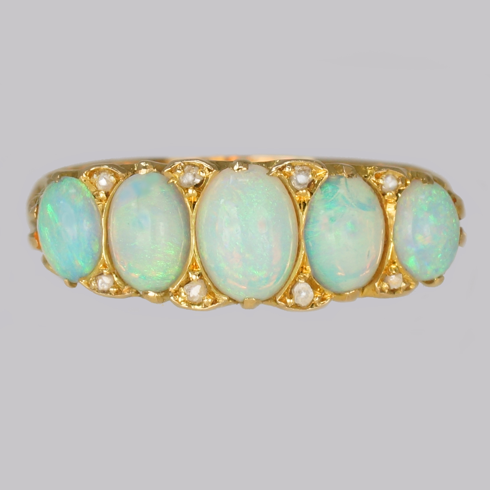 Opal and Diamond Ring, Antique Victorian