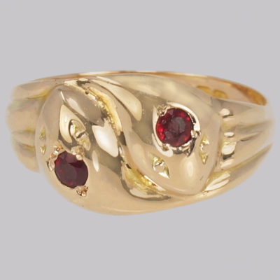 Antique Double Ruby Snake Ring