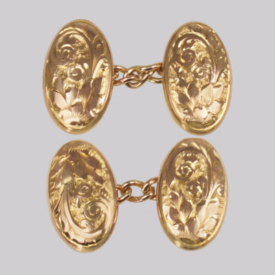 Antique 9ct Gold Foliate Cufflinks