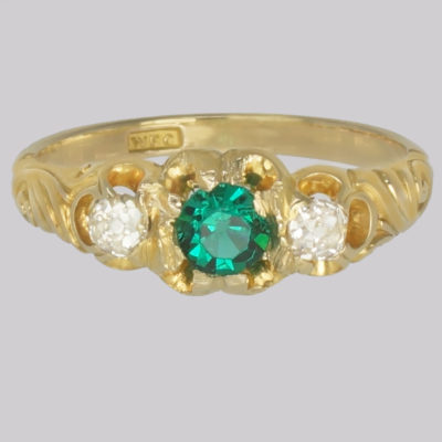 Antique Diamond & Emerald Coloured Ring
