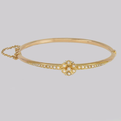 Belle Epoque 15ct Gold Pearl Bangle