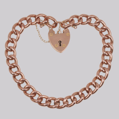 Victorian Curb Link Bracelet Heart Padlock