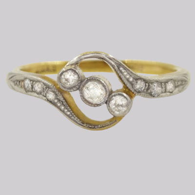 Antique Old Cut Diamond Trilogy Ring