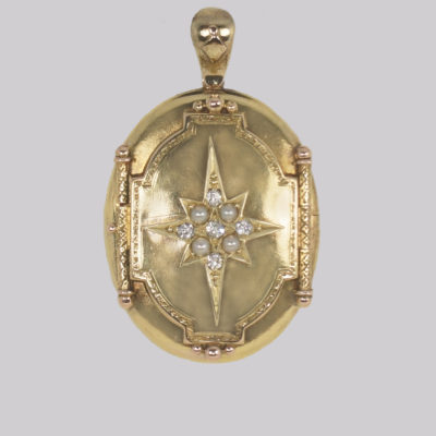 Victorian Diamond & Pearl Locket