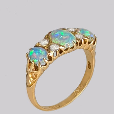 Victorian Natural Opal & Diamond Ring