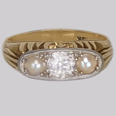 Antique Pearl Old Cut Diamond Ring