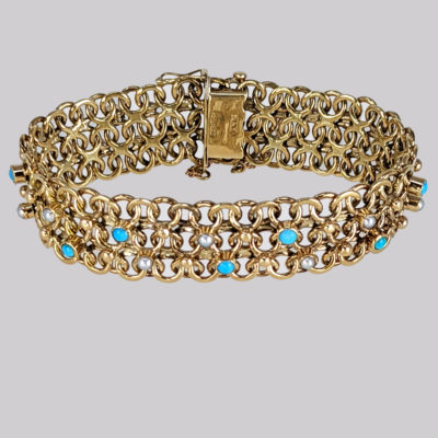 Cropp & Farr Turquoise and Pearl Bracelet