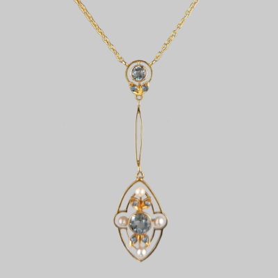 Edwardian Aquamarine & Pearl Necklace