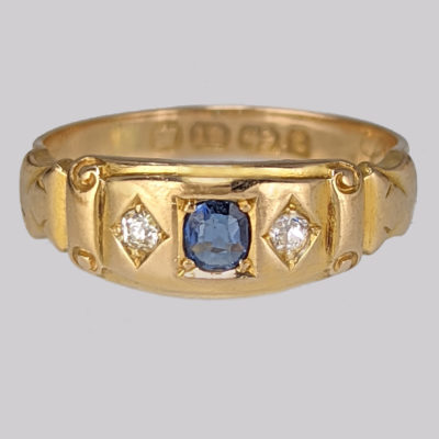 18ct Gold Victorian Sapphire & Diamond Ring