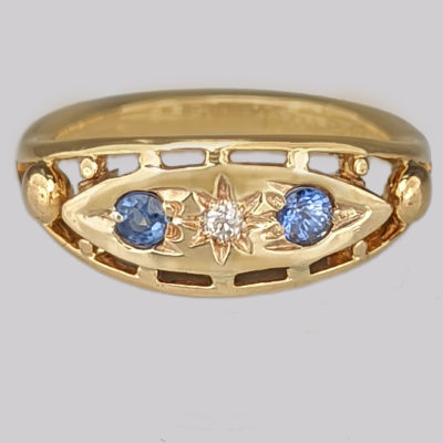 Antique Sapphire & Diamond Gypsy Ring