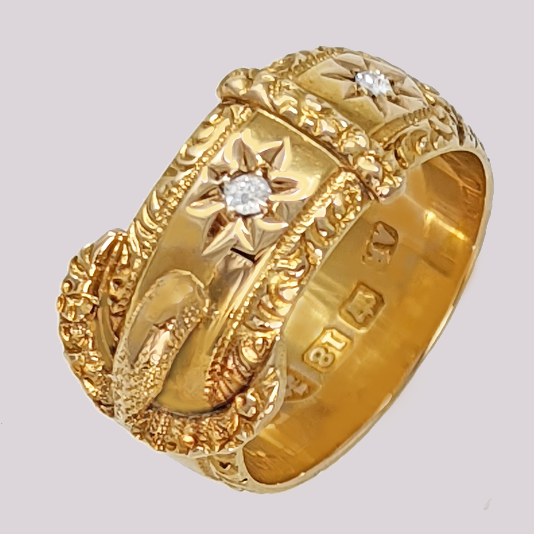Early 20th Century 18ct Gold Buckle Ring set with Diamonds (885U) | The  Antique Jewellery Company