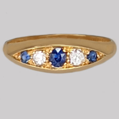 Antique Sapphire & Old Cut Diamond Ring