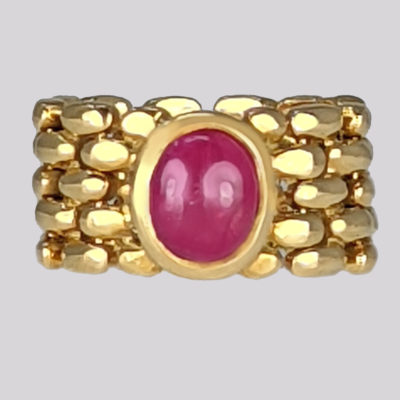 18ct Gold Chain Mail Ruby Ring