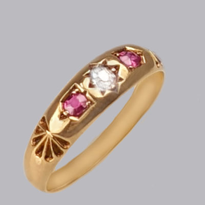 Victorian Diamond & Ruby Trilogy Ring