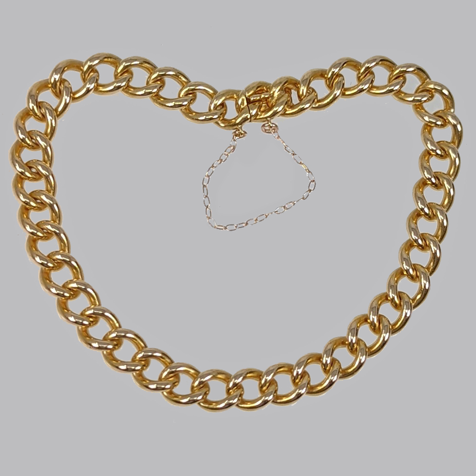 Antique Solid 18ct Gold Curb Link Bracelet - The Chelsea Bijouterie