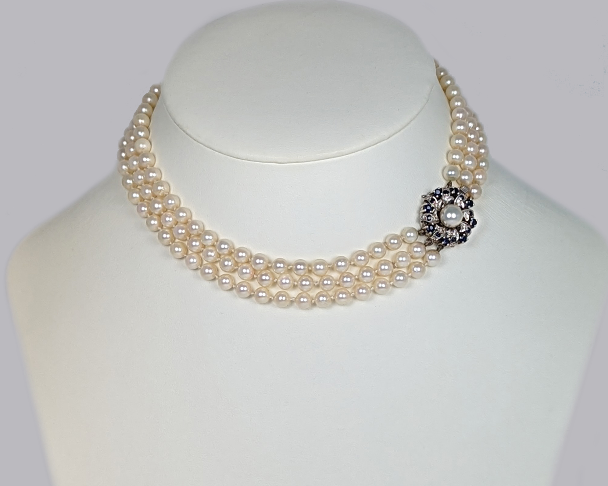 Vintage Triple Strand Pearl Necklace