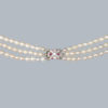 Antique Pearl Necklace Diamond and Ruby Clasp