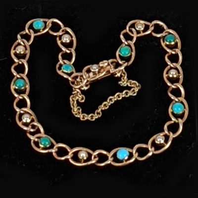 Antique Turquoise & Pearl Bracelet