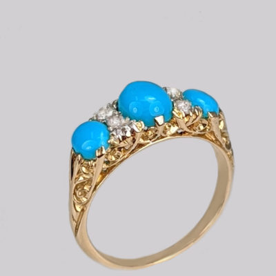 Vintage Turquoise & Diamond Ring