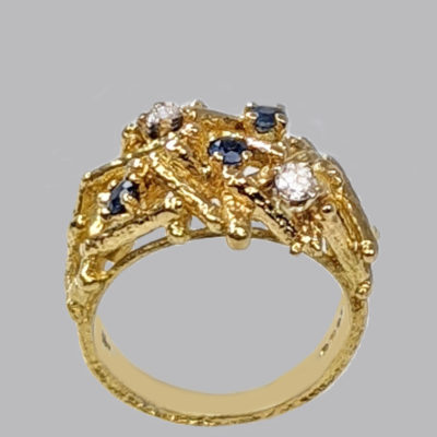 Kutchinsky Diamond & Sapphire Ring