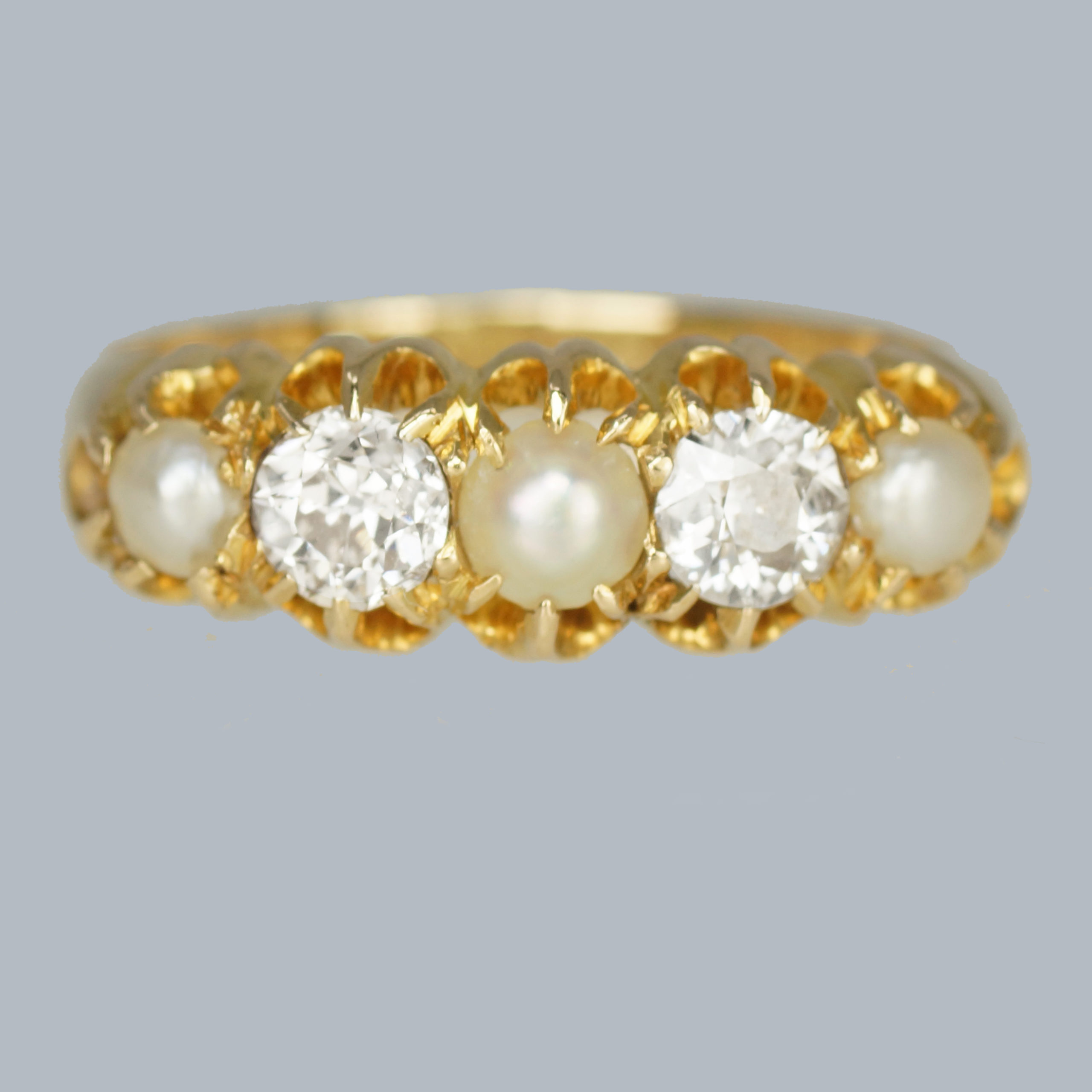 Victorian Pearl Old Cut Diamond Ring