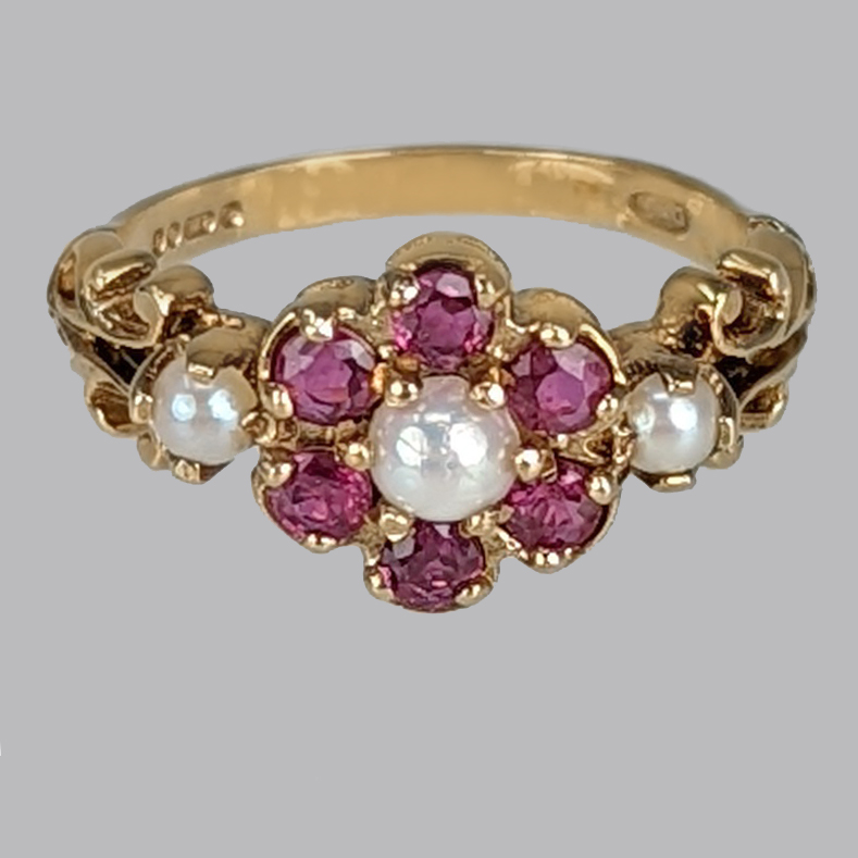 Vintage Pearl and Garnet Ring