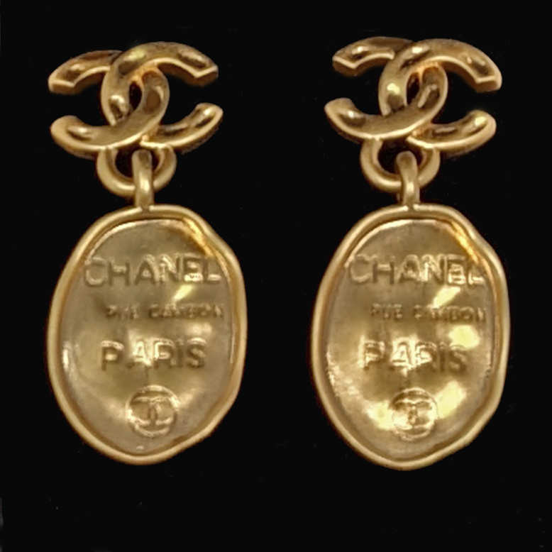 Chanel Rue Cambon CC Drop Earrings