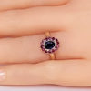 Antique Sapphire and Ruby Cluster Ring on Finger