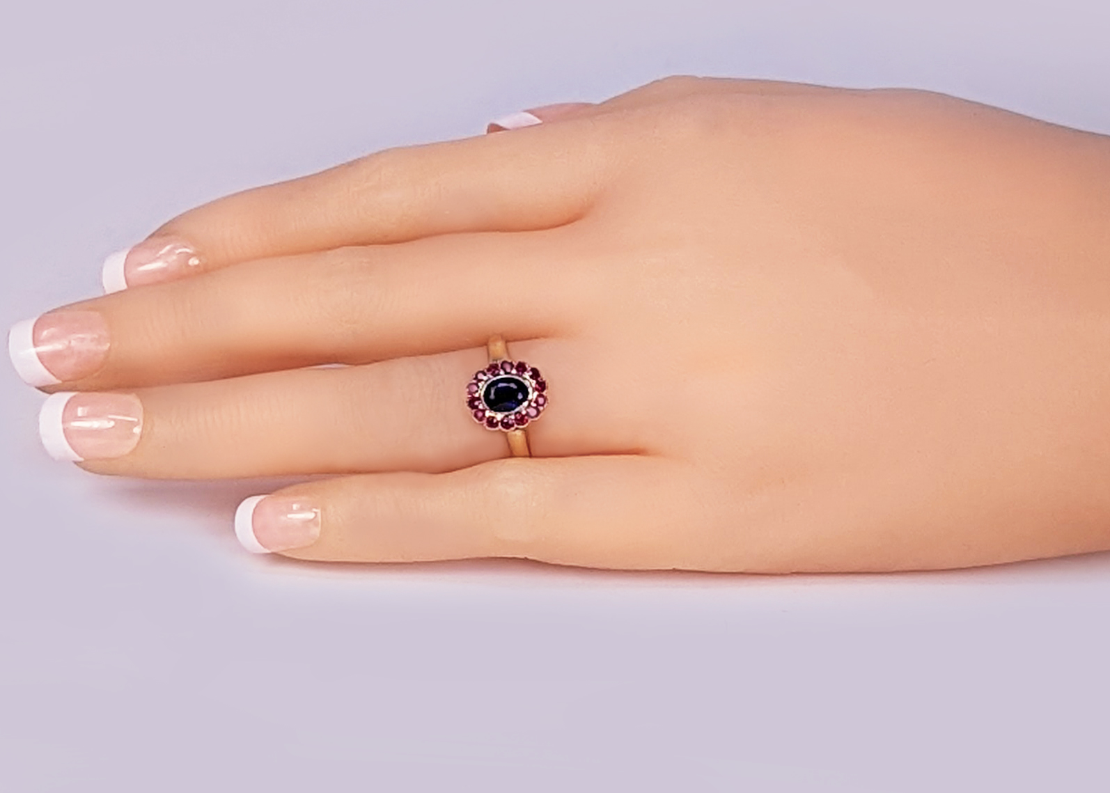 Antique Sapphire and Ruby Cluster Ring