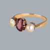 Antique Garnet and Pearl Trilogy Ring