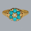 Antique Turquoise and Diamond Cluster Ring