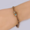 Antique Turquoise Pearl Heart Curb Link Bracelet