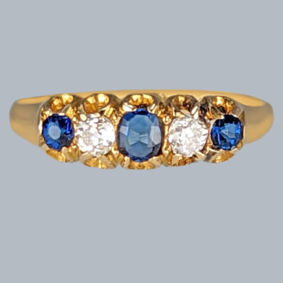 Victorian Sapphire & Old Cut Diamond Ring