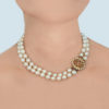 Vintage Pearl Necklace with Garnet and Pearl Clasp