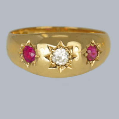 Antique Diamond & Ruby Trilogy Ring