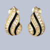 Christian Dior Crystal Black Enamel Shell Earrings