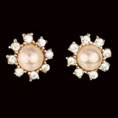 Christian Dior Crystal and Faux Pearl Earrings 1980s