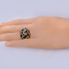 Vintage Kutchinsky Ring Blue and Green Enamel on Hand