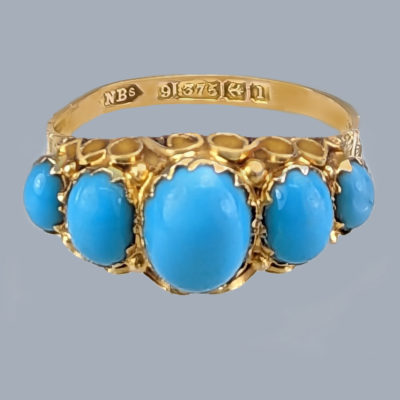 Antique Turquoise Ornate Ring Edwardian 1910