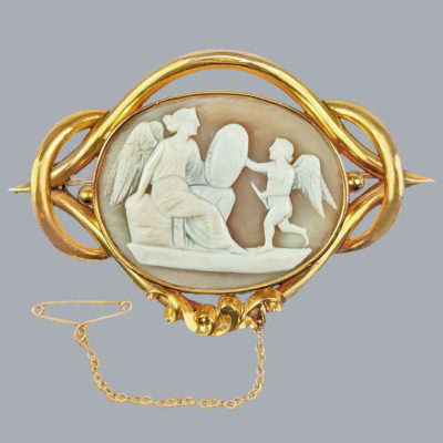 Antique Shell Cameo Brooch Large Victorian