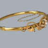 Antique 15ct Gold and Pearl Bangle with safety chain