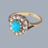 Victorian Turquoise and Diamond Cluster Ring Stamped 15ct