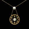 Art Nouveau Pearl Pendant with Gold Chain